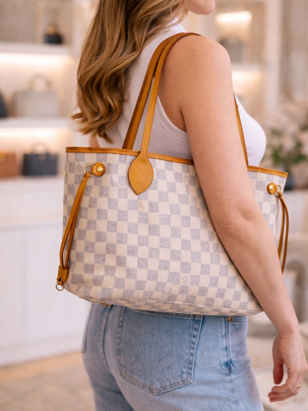 Louis Vuitton Neverfull PM Damier Azur with COA - Picture 3 of 13